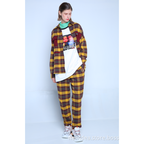 CHECK FLANNEL TROUSERS WITH DRAWSTRING